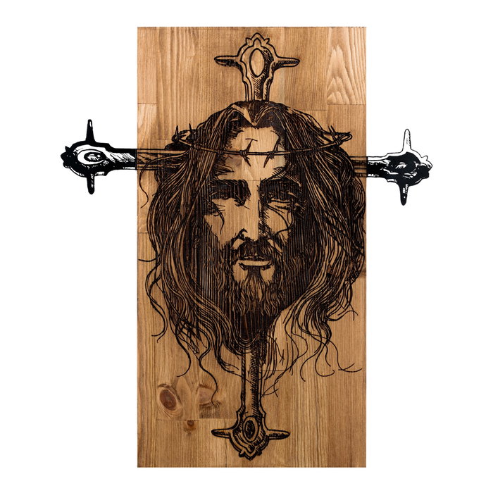 Wallity Escultura de pared Jesus en Negro y Nogal